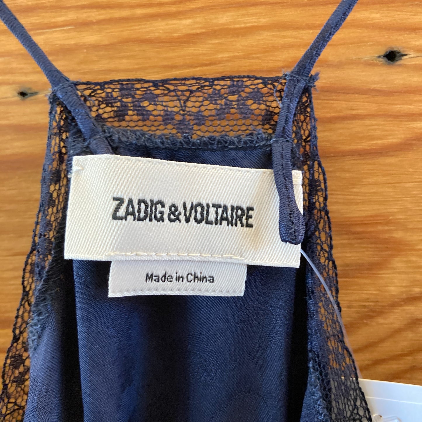 Zadig & Voltaire Navy Blue Silk Jacquard Rixi Slip Dress - Size L - NEW - 0417DL