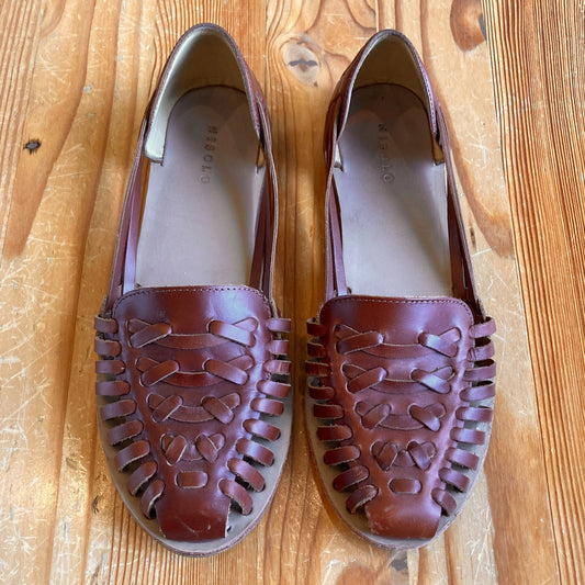 Nisolo Brandy Brown Leather Women's Huarache Sandal w/ Box - Size 11 - 0919SA