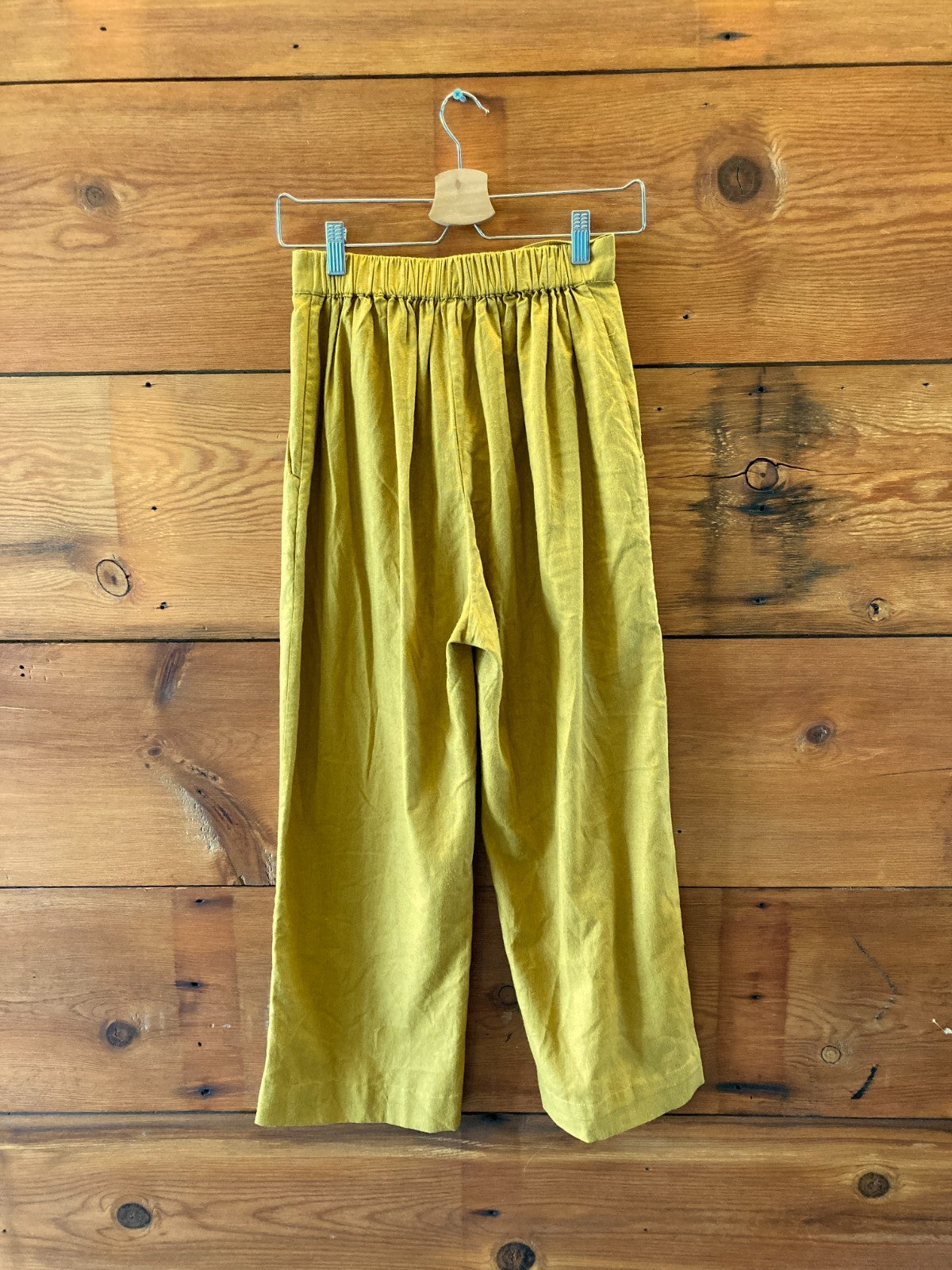 Ali Golden Yellow High Rise Raw Silk Wide Leg Pants - Size S - 0312IG