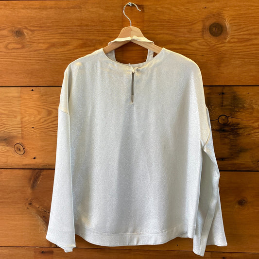 Valentino Garavani Silver Layered Crepe Shirt Top - Size 38 / M - NEW - 0924GC