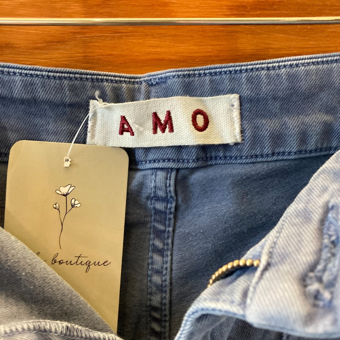 AMO Blue High Waisted Easy Army Trouser Frayed Hem Pants - Size 27 - 4427SC