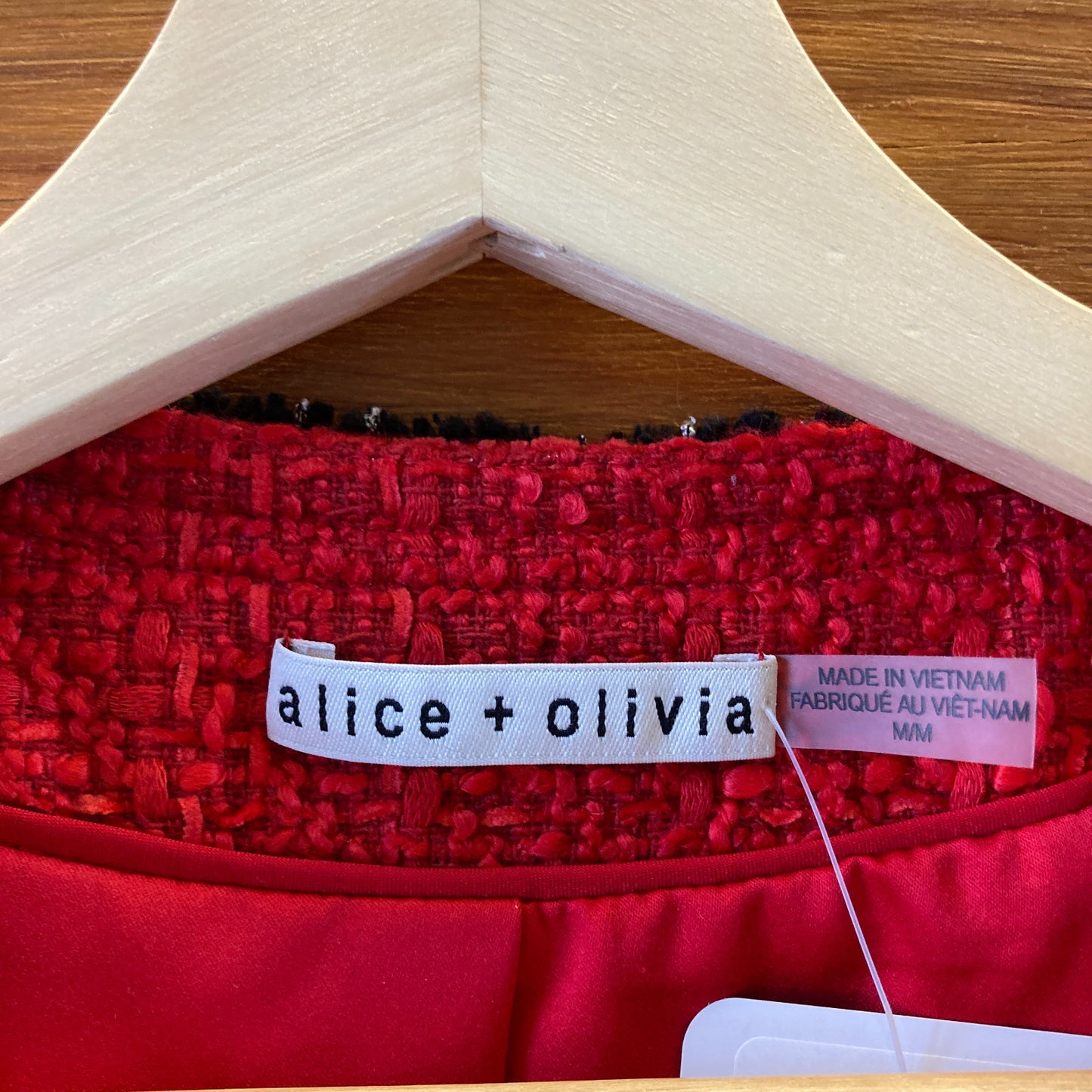 Alice + Olivia Ruby Red Landon Cropped Tweed Jacket - Size M - 1029SB