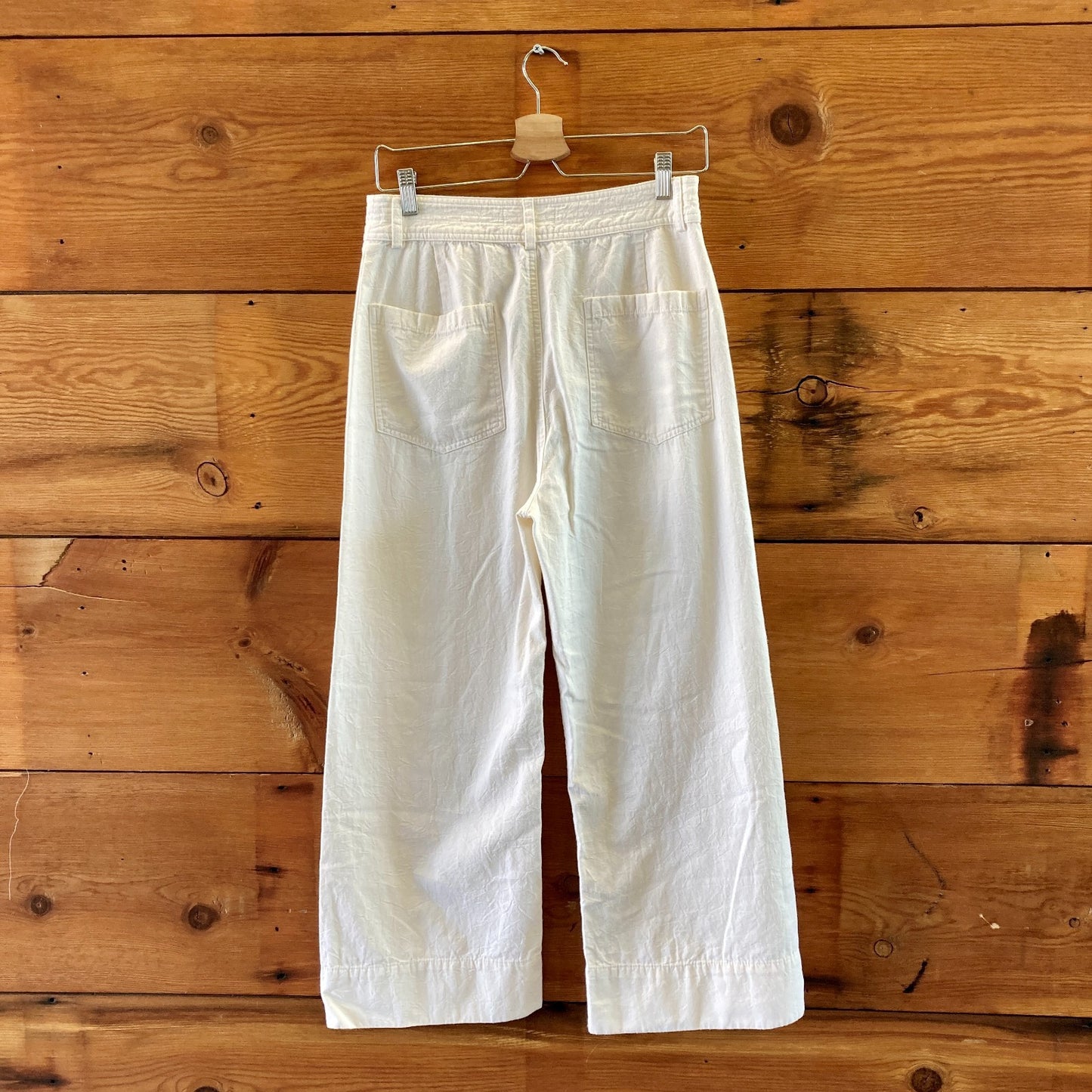 Apiece Apart Ivory High Waisted Wide Leg Cotton Pants - Size 8 - 0715MW