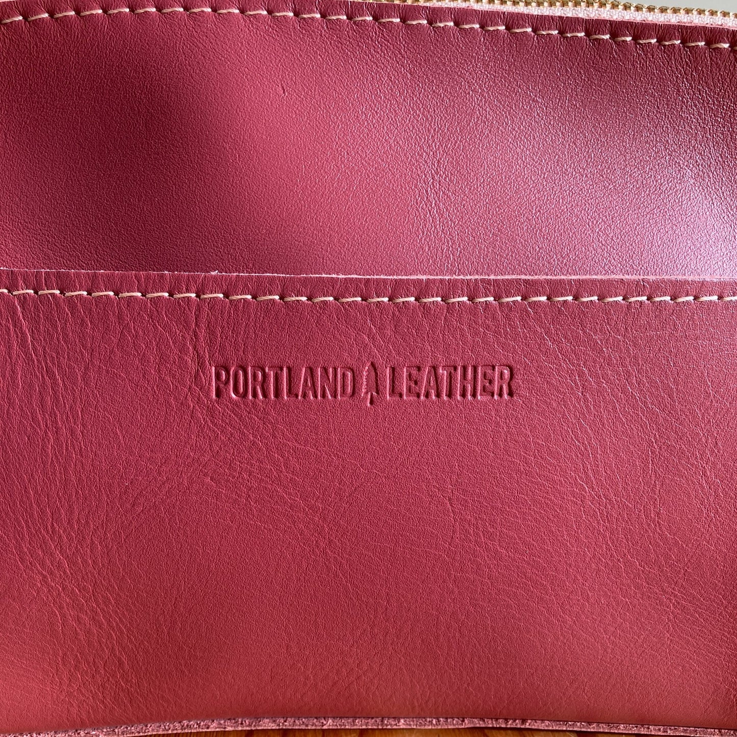 Portland Leather Goods Purple Zip Top Crossbody Bag Purse 0322AS