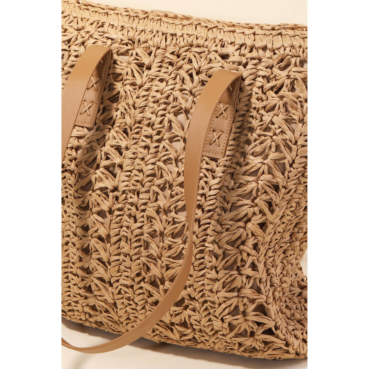 Rectangle Straw Braided Tote Bag: KA