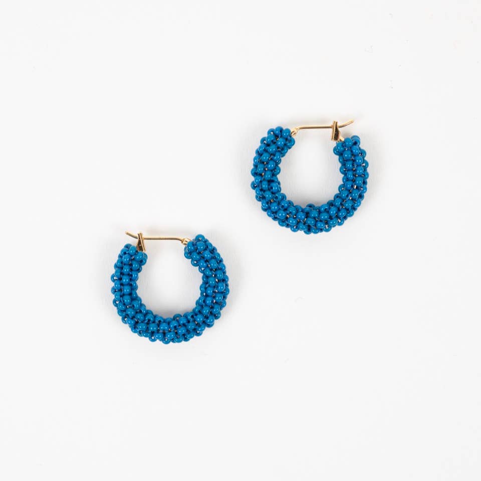 Altiplano - Pop of Color Beaded Hoop Earring: Blue