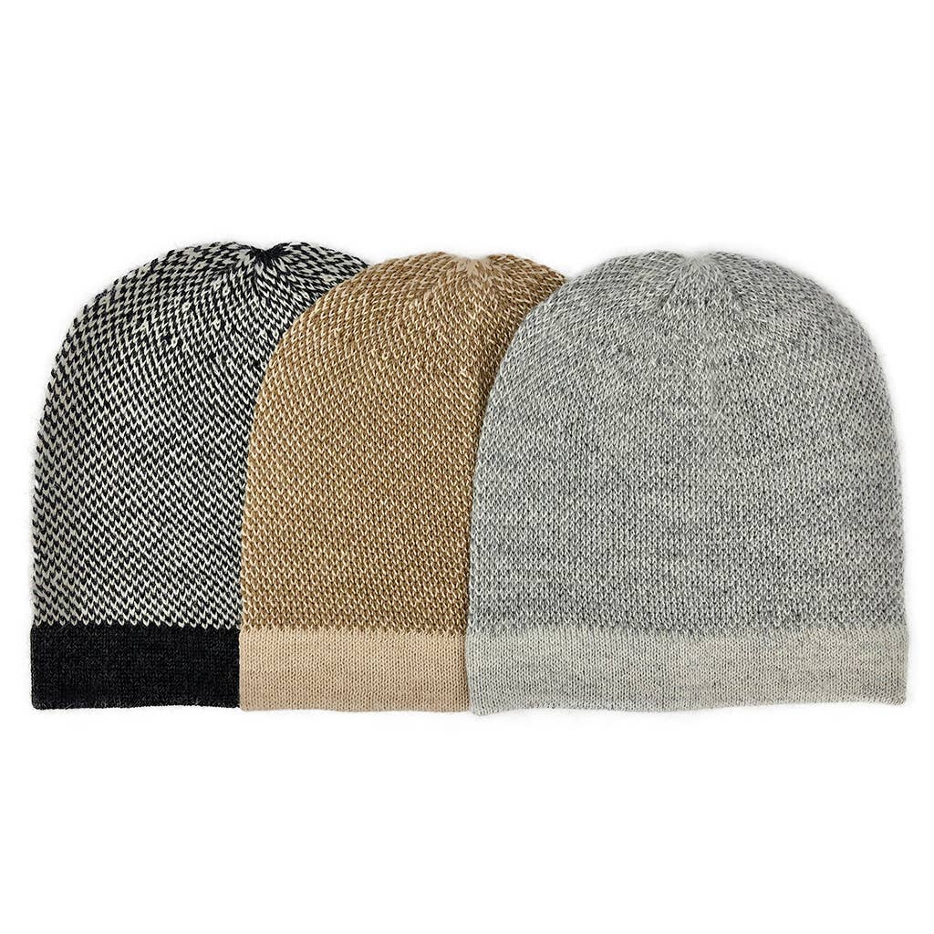SLATE + SALT - Camel Interwoven Alpaca Beanie
