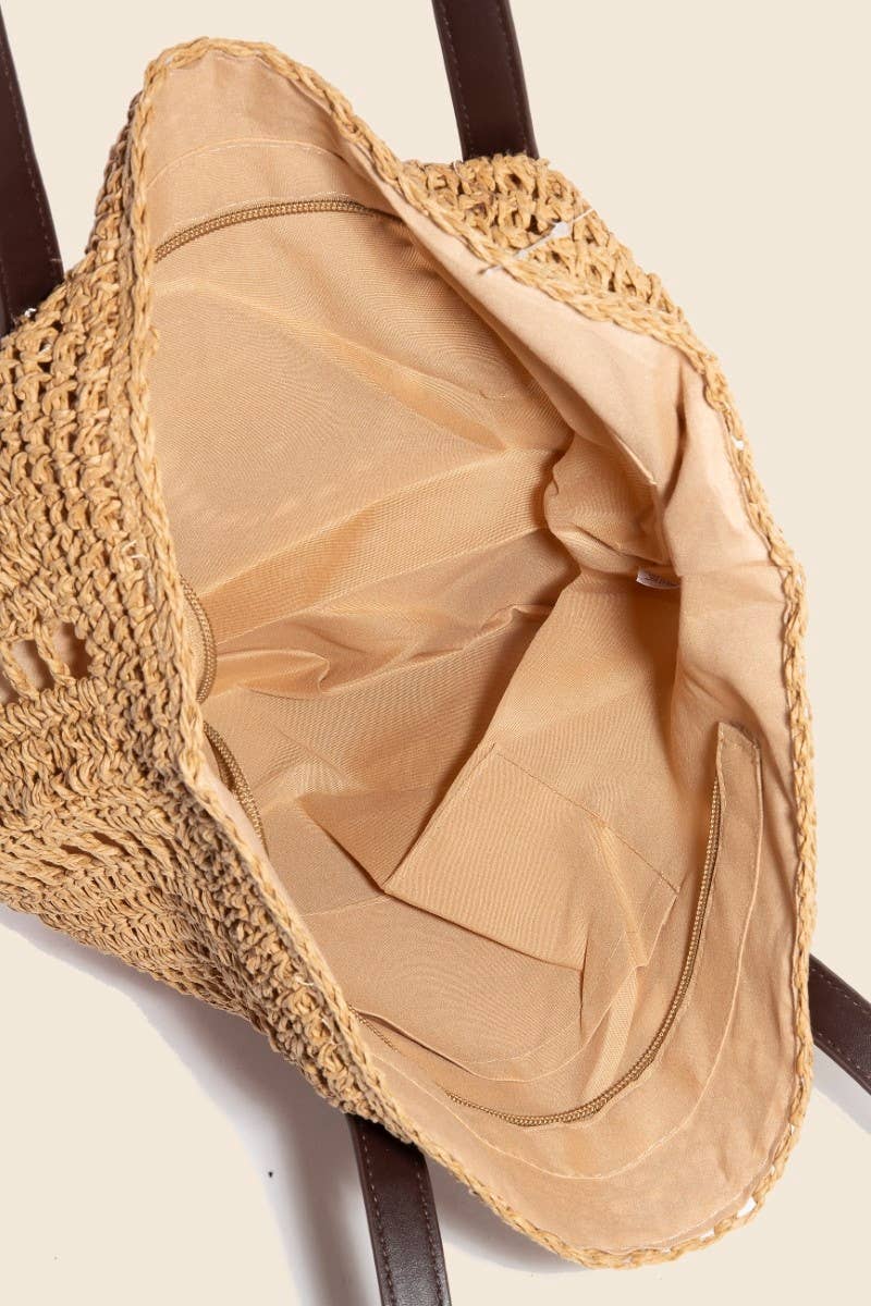 Straw Braided Rounded Tote Bag: KA