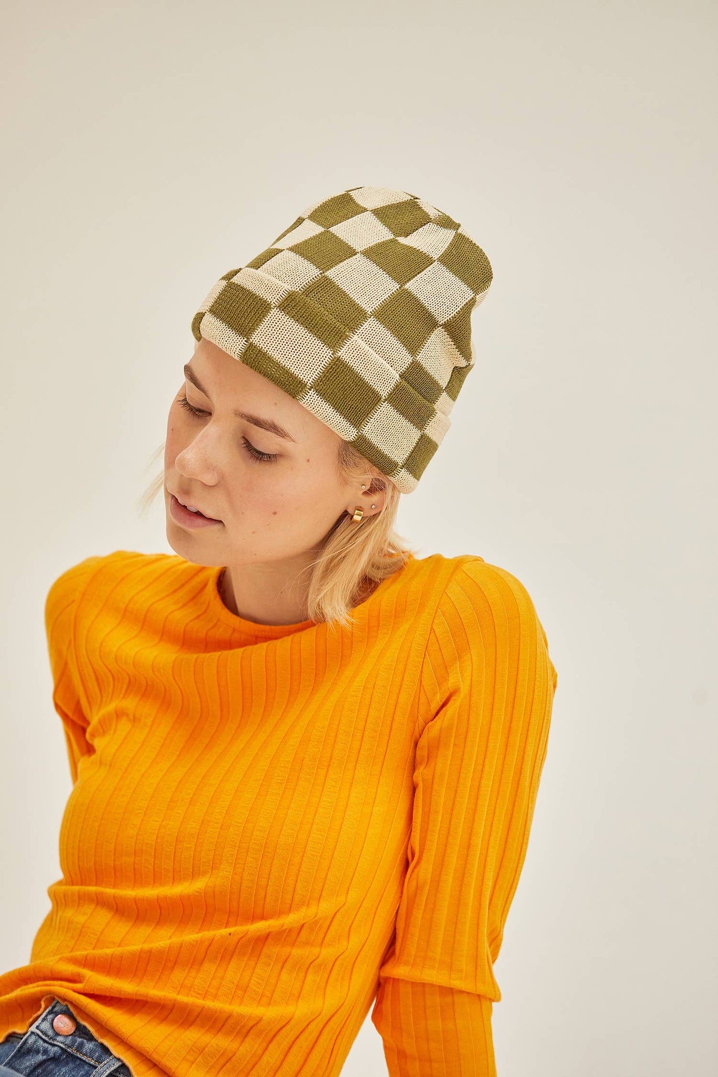 Checkerboard Slacker Beanie: Slate