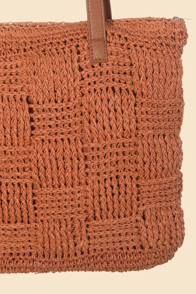 Straw Braided Basket Weave Tote Bag: IV