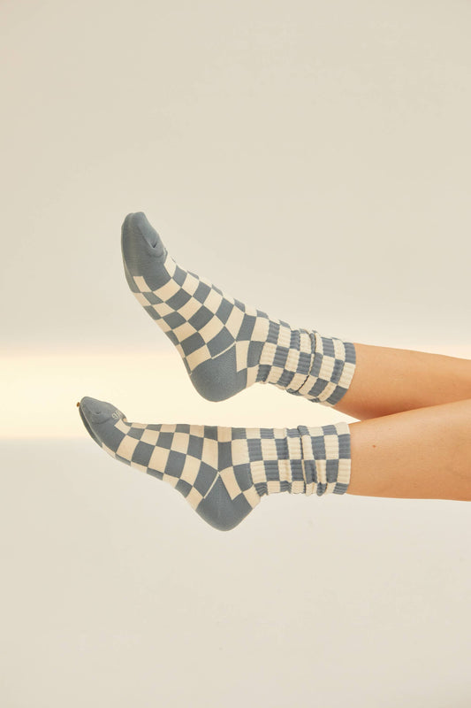 Checkerboard Socks: Black & Cream