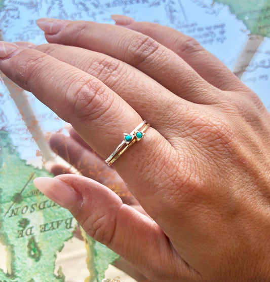 Baizaar - Gold Plated Tiny Turquoise Triangle Ring: 8