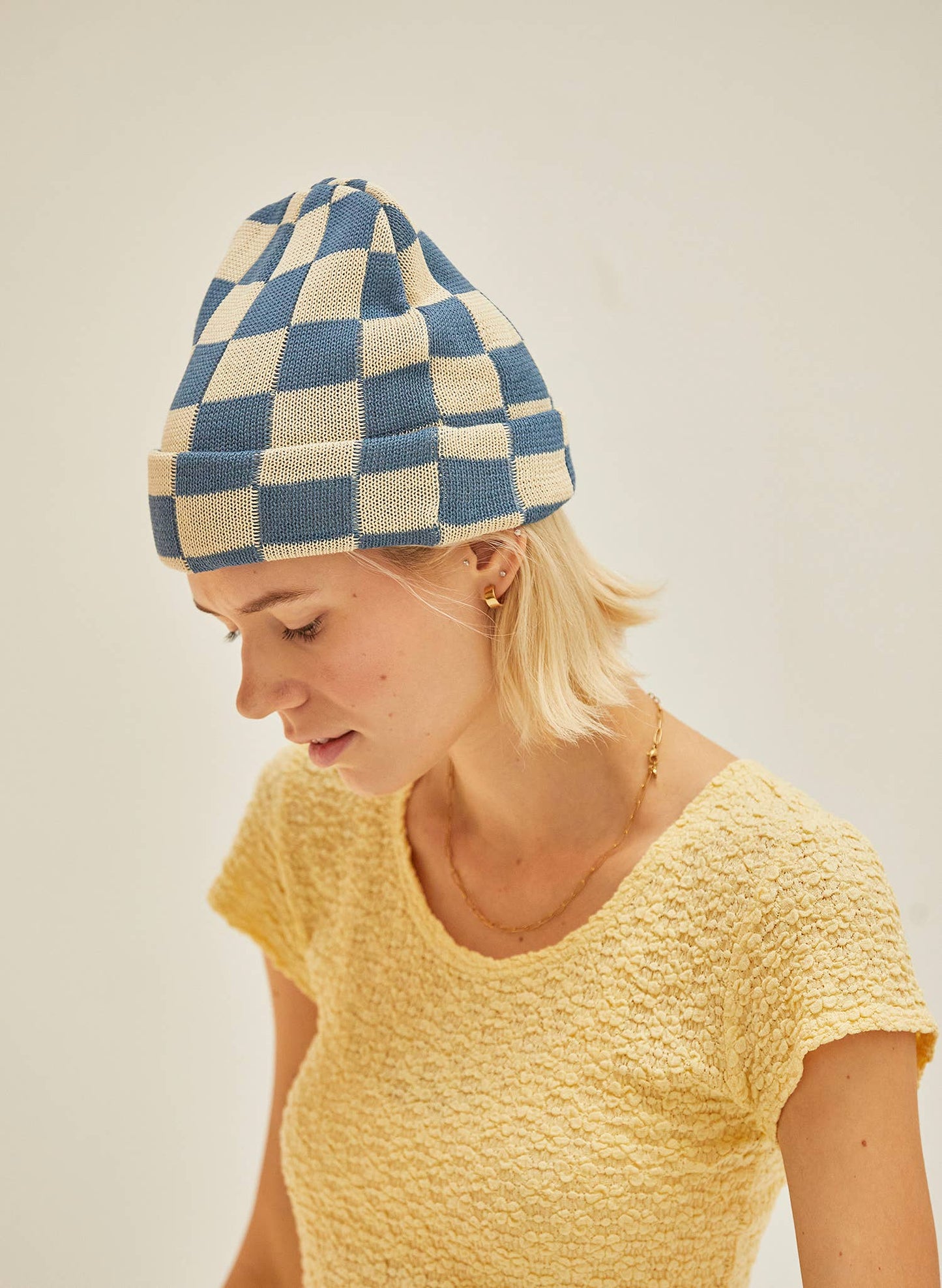 Checkerboard Slacker Beanie: Slate