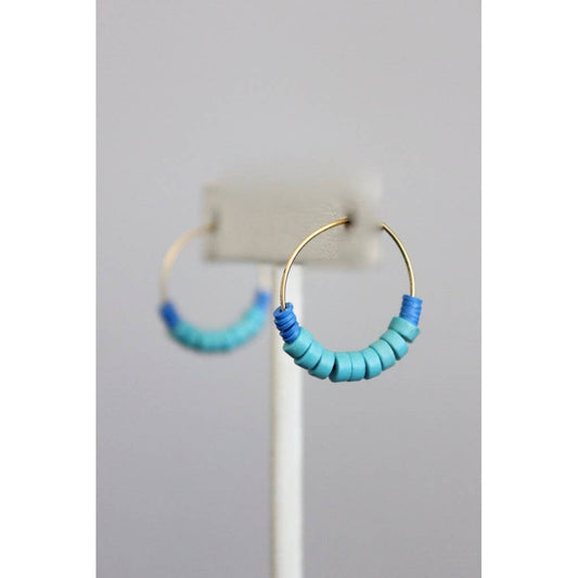 David Aubrey Jewelry - RYLE01 Turquoise and blue vulcanite hoop earrings