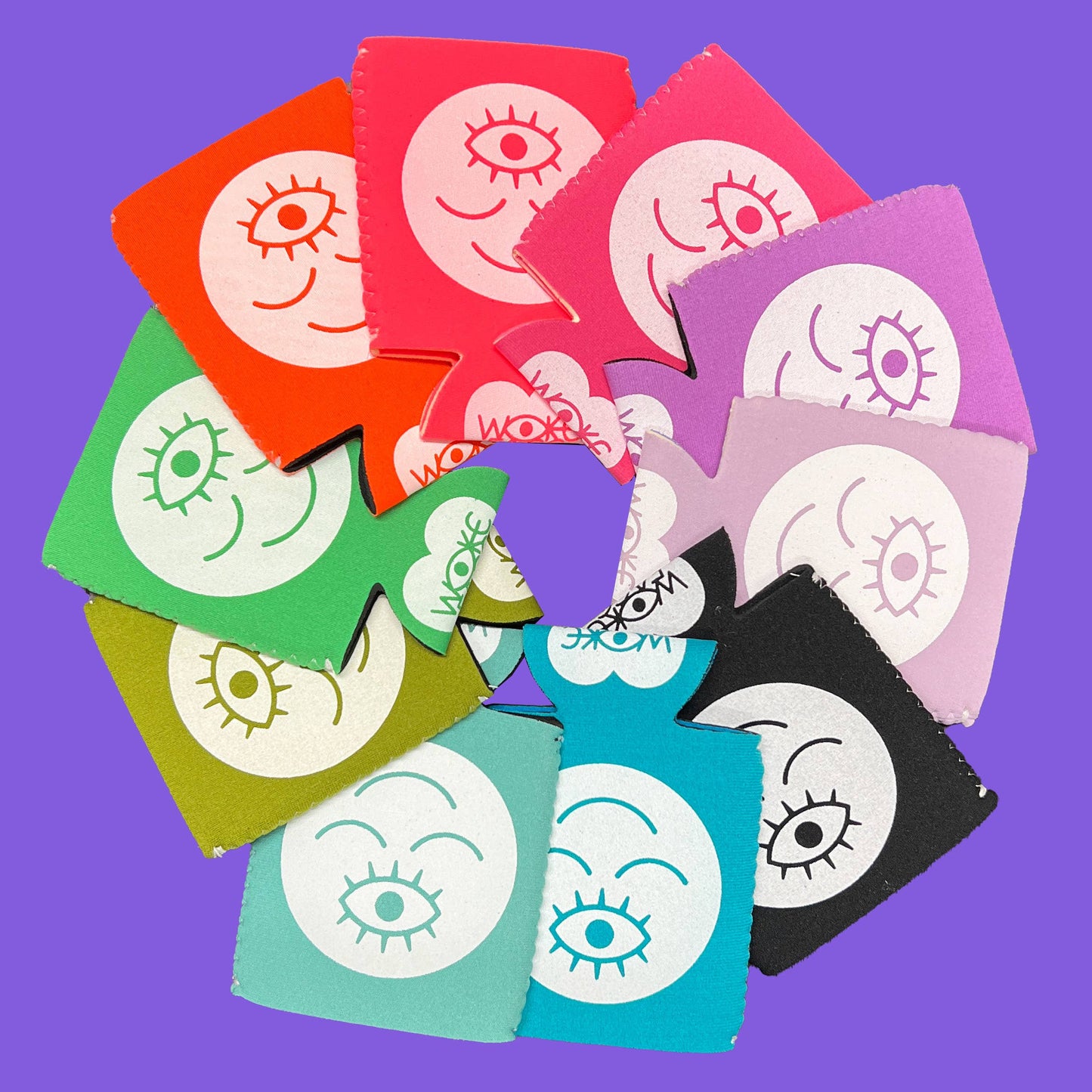 Wokeface Can Cuddler Drink Cooler Koozie: Orchid