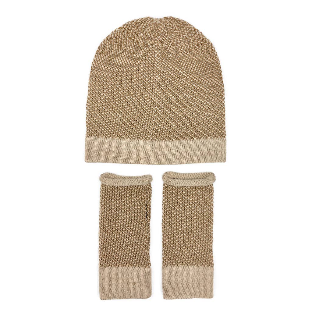 SLATE + SALT - Camel Interwoven Alpaca Beanie