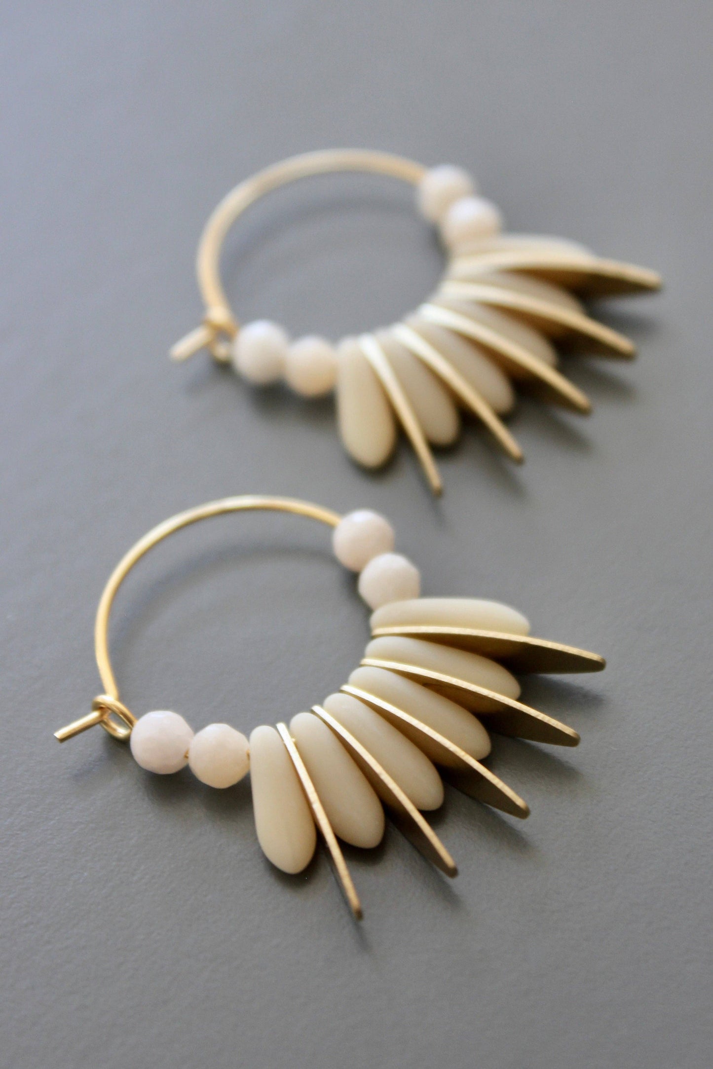 David Aubrey Jewelry - ISLE03 Mini matte cream colored hoop earrings