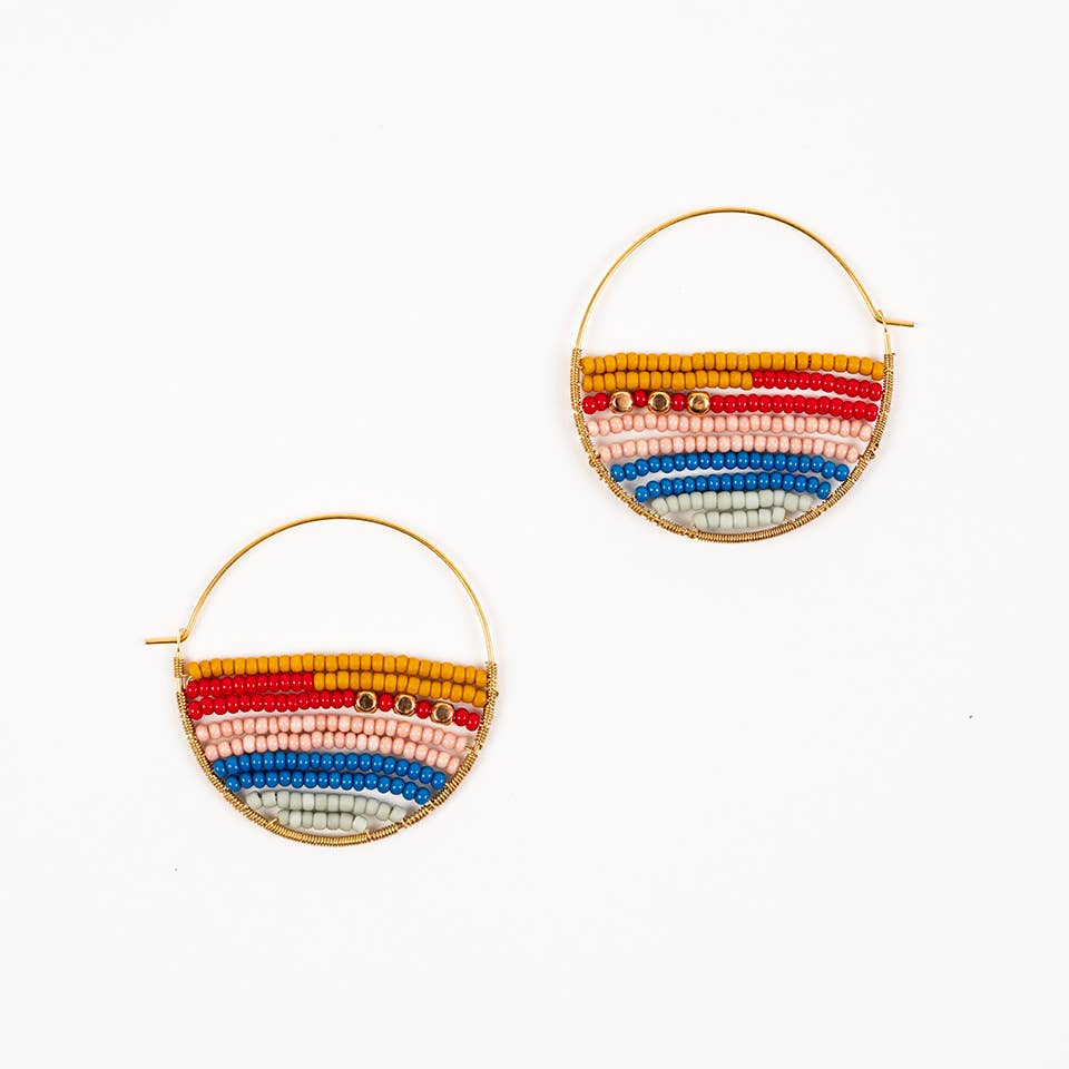 Altiplano - Layered Stripes Bead Hoop Earrings: Up Beat