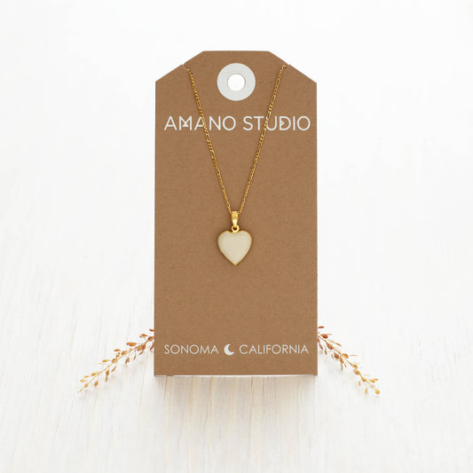 Amano Studio - Small Heart Enamel Locket: Beige