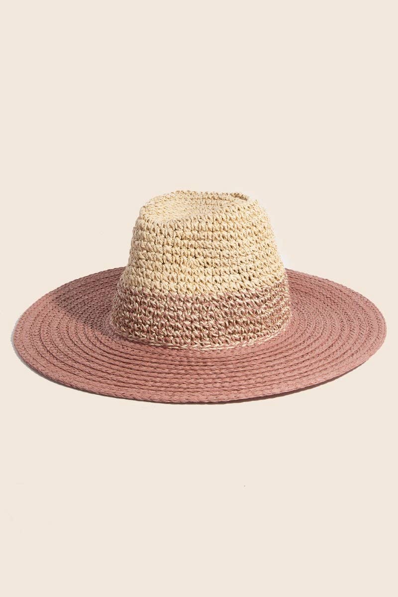 Tone Contrast Straw Hat: KA
