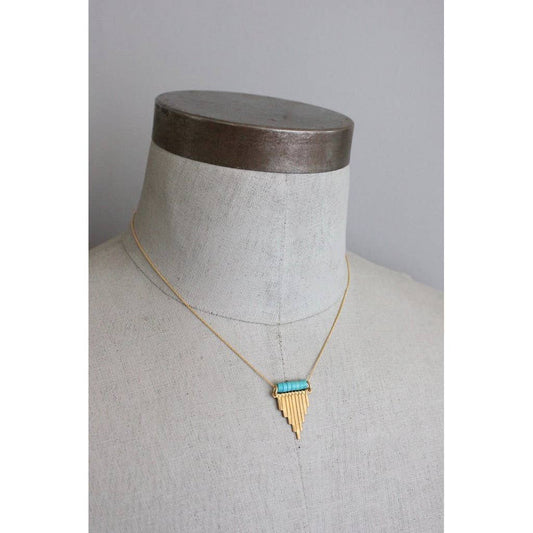 David Aubrey Jewelry - RYL115 Turquoise and brass pendant necklace