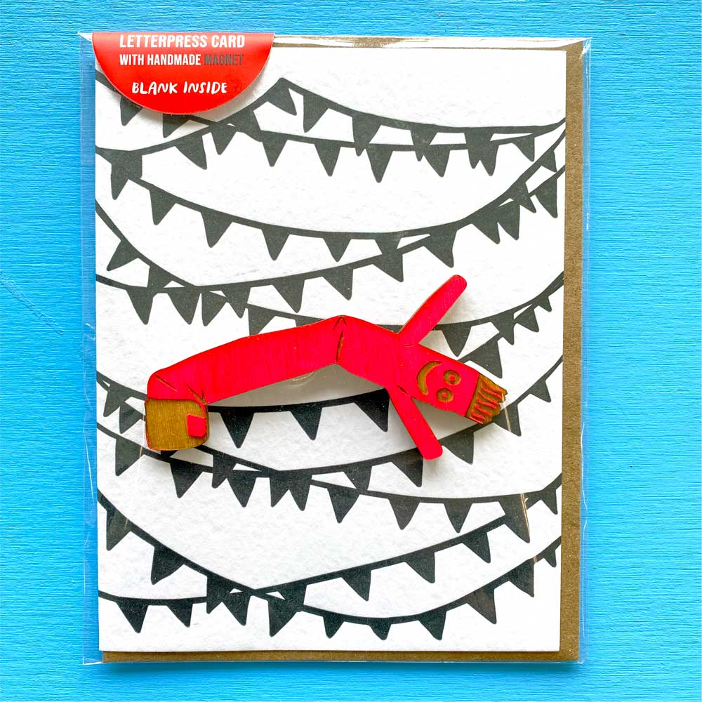 Air Dancer Magnet w/ Letterpres Pennant Card: Yellow