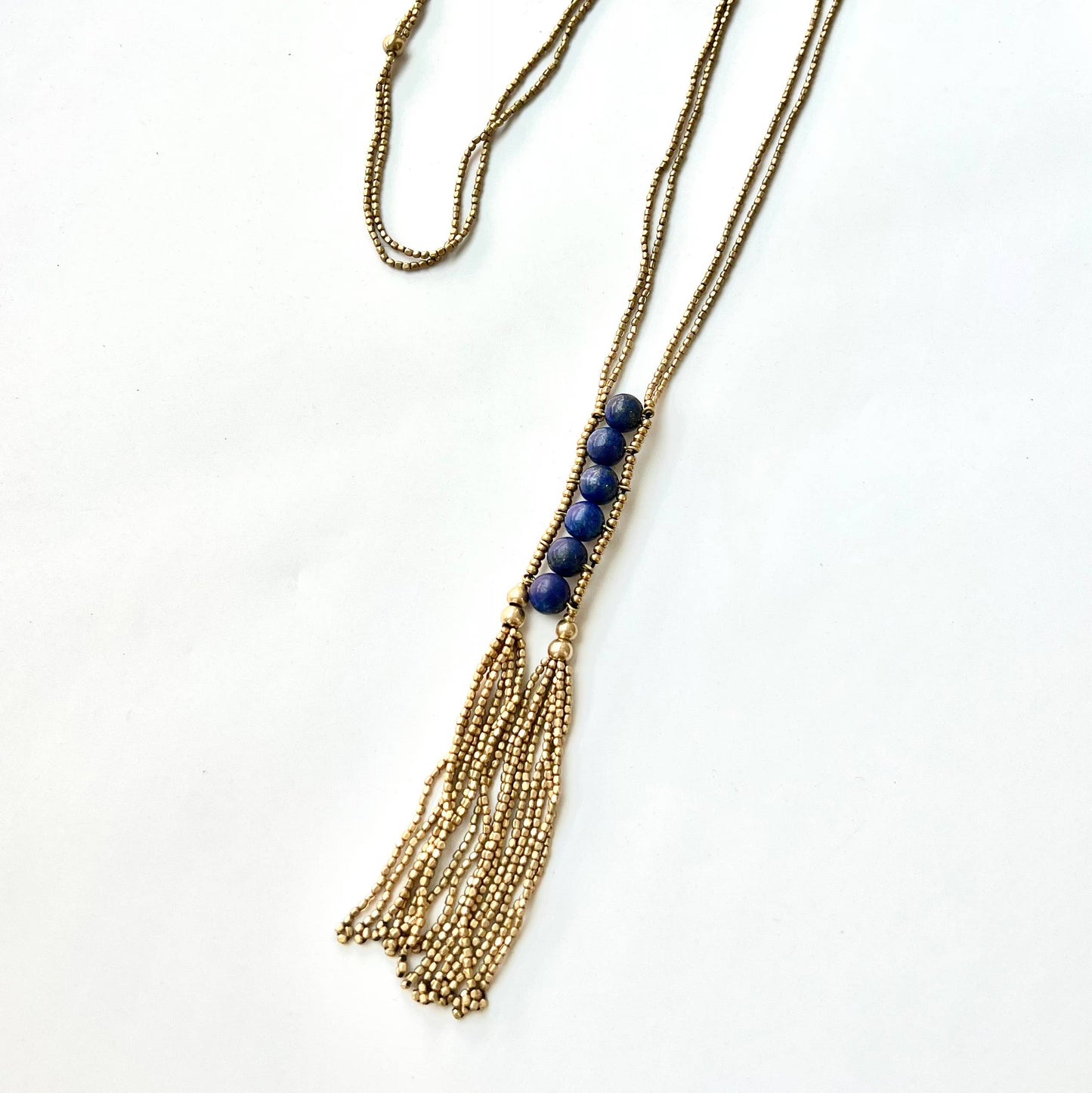 Baizaar - Stone Tassel Necklace: Green Agate