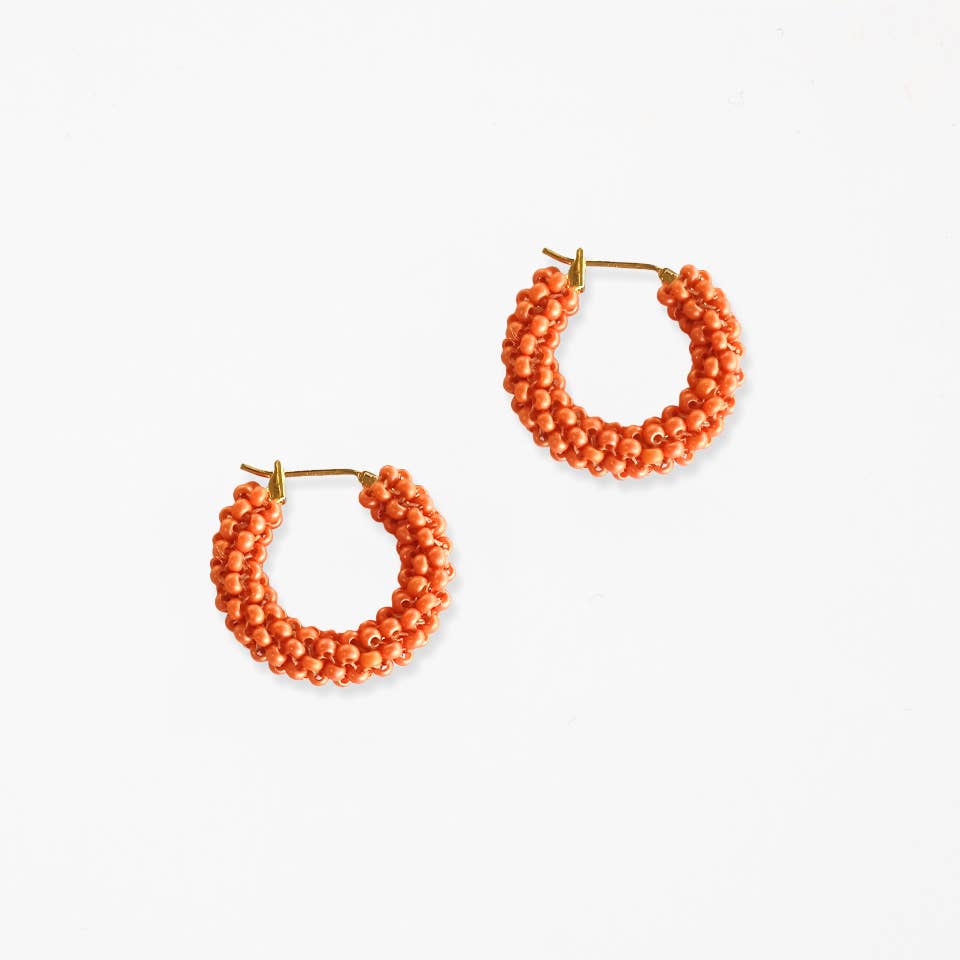 Pop of Color Beaded Hoop Earring: Kelly