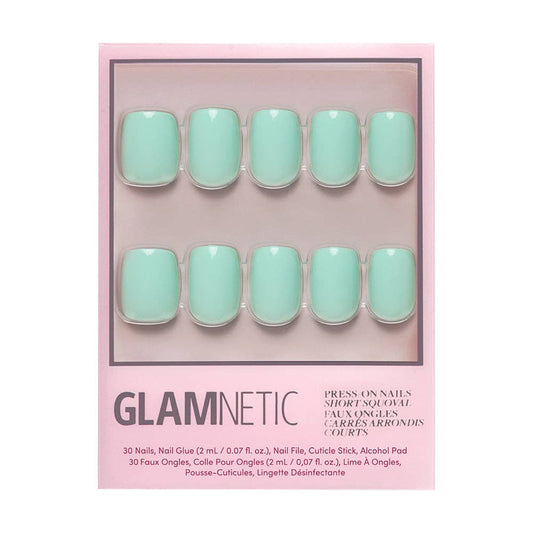 Soft Teal Press-On Nails | Short Squoval Solid Nail