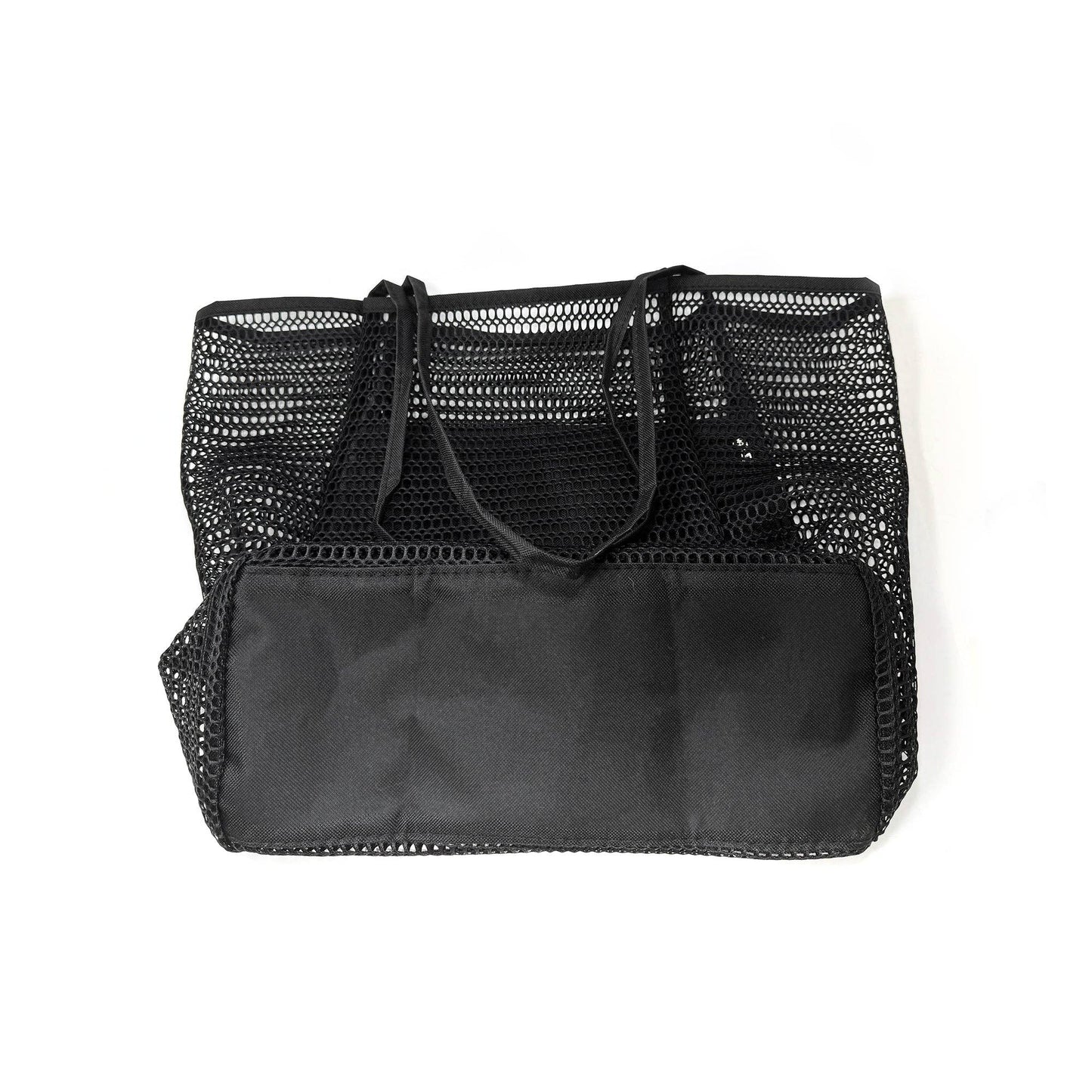 Italian Summer Mesh Tote – Spacious & Lightweight Beach Bag: Black