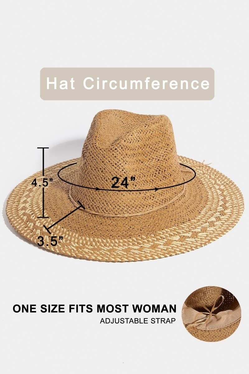 Two Tone Floppy Boho Straw Hat: IVKA