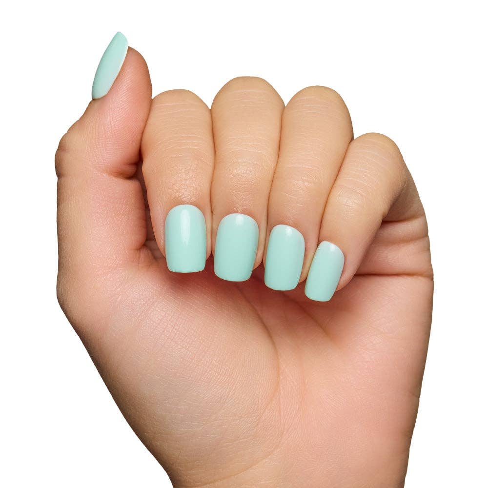 Soft Teal Press-On Nails | Short Squoval Solid Nail