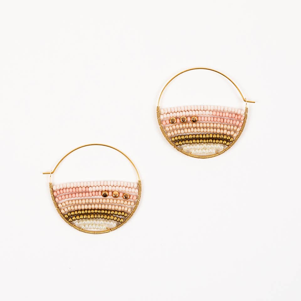 Altiplano - Layered Stripes Bead Hoop Earrings: Up Beat