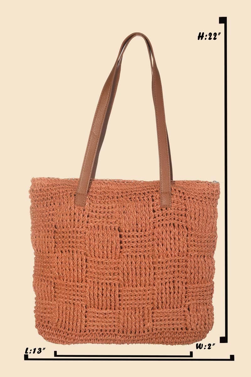 Straw Braided Basket Weave Tote Bag: IV