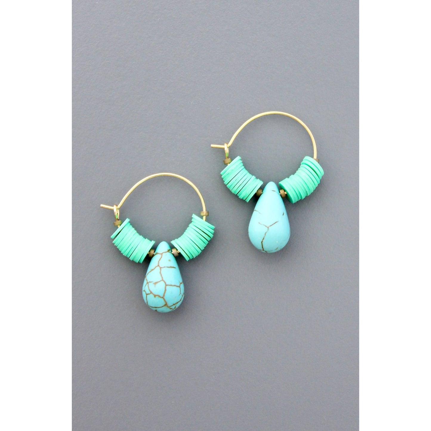 David Aubrey Jewelry - HYLE07 Mint and turquoise hoops