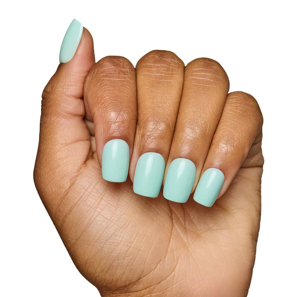 Soft Teal Press-On Nails | Short Squoval Solid Nail