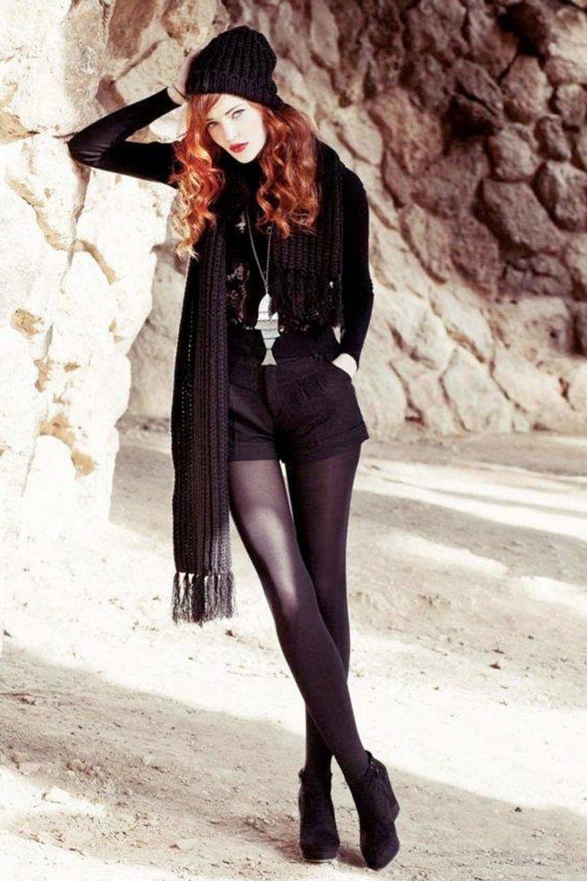 OPAQUE ZOKKI COLORED TIGHTS: Black / Tall/ Large- Plus