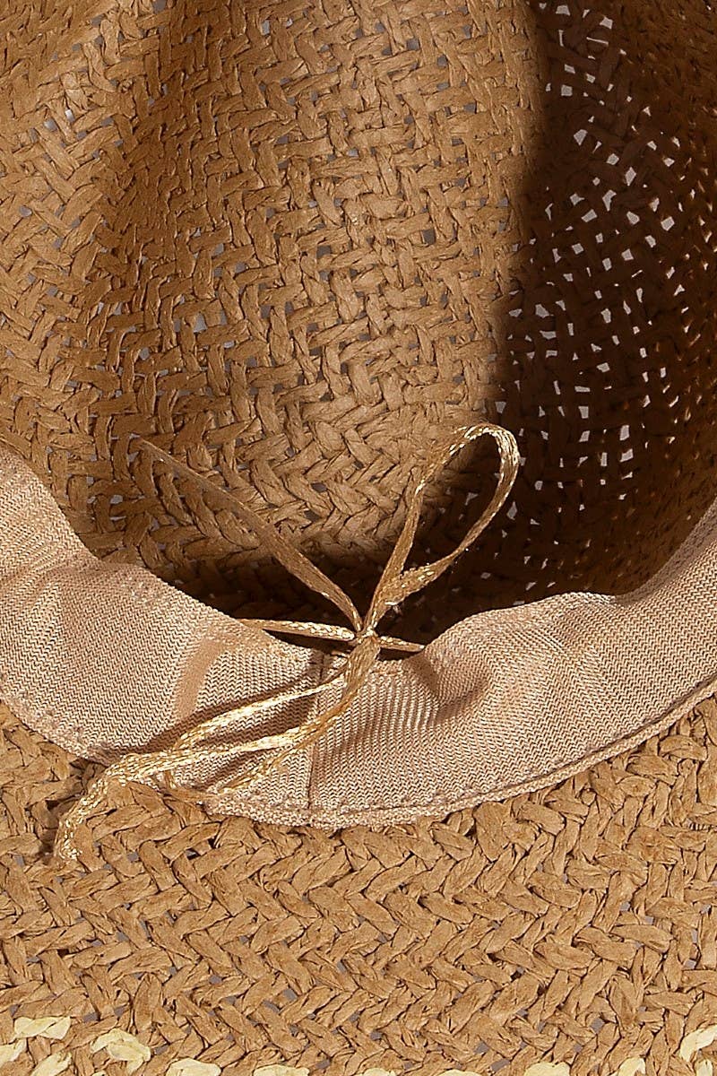 Two Tone Floppy Boho Straw Hat: IVKA