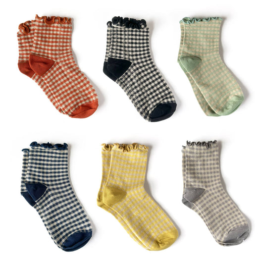 Reese Gingham Socks – Orange Red