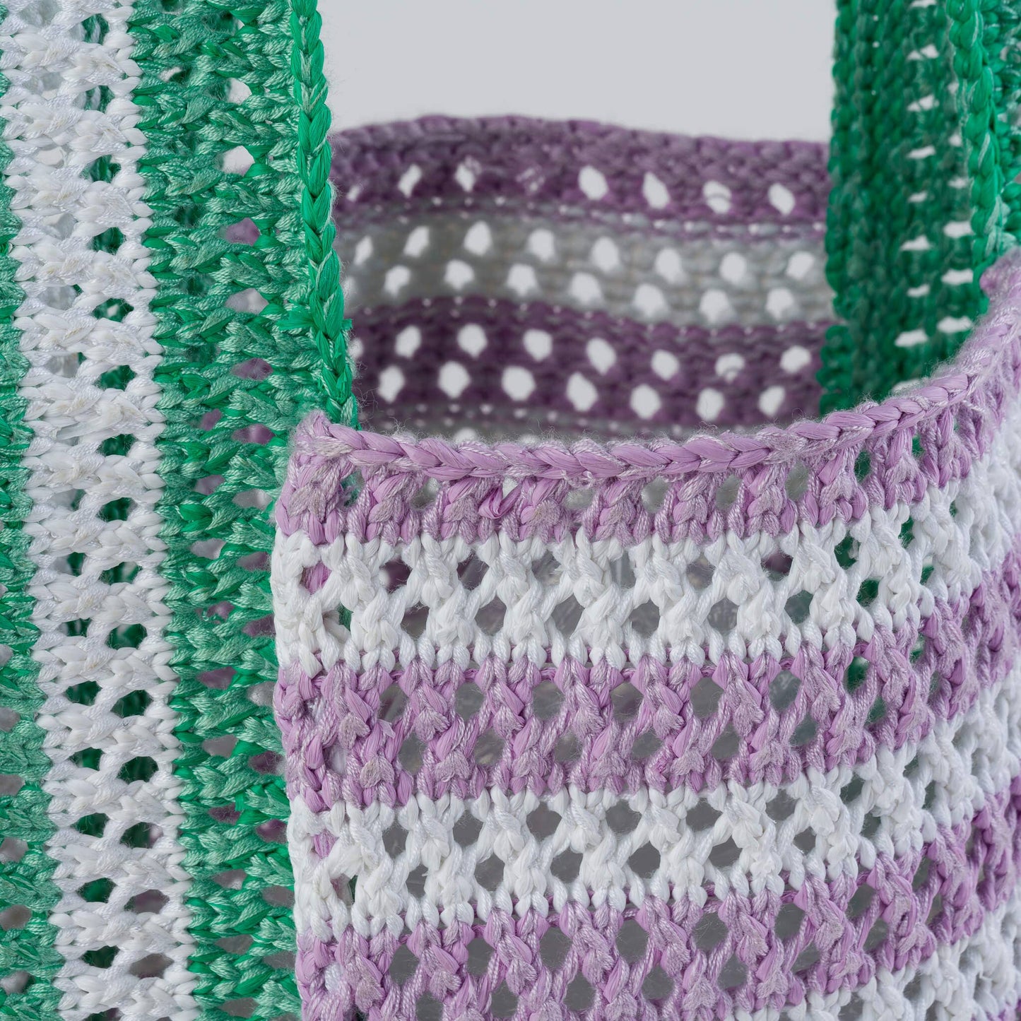 Stripe Mini Raffia Bag: Kelly Lilac