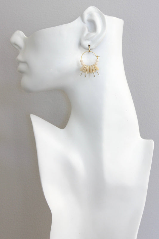 David Aubrey Jewelry - ISLE03 Mini matte cream colored hoop earrings
