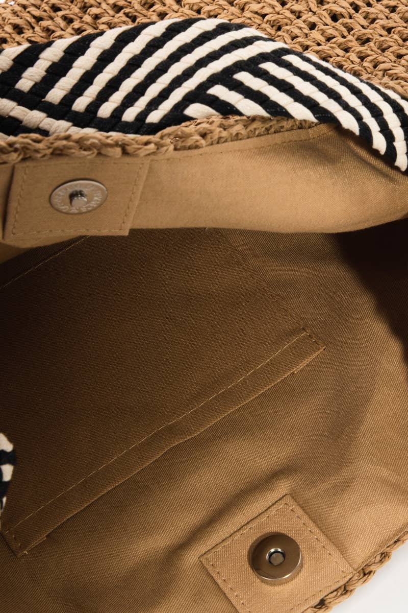 Striped Strap Straw Braid Bag: IV
