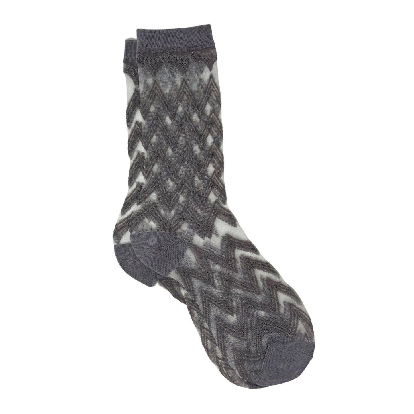 Sheer Mesh Zig Zag Gertrud Socks – Lightweight & Stylish: Grey