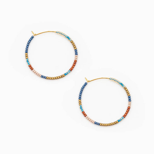 Altiplano - Beaded Hoop Earrings: Turquoise Sand