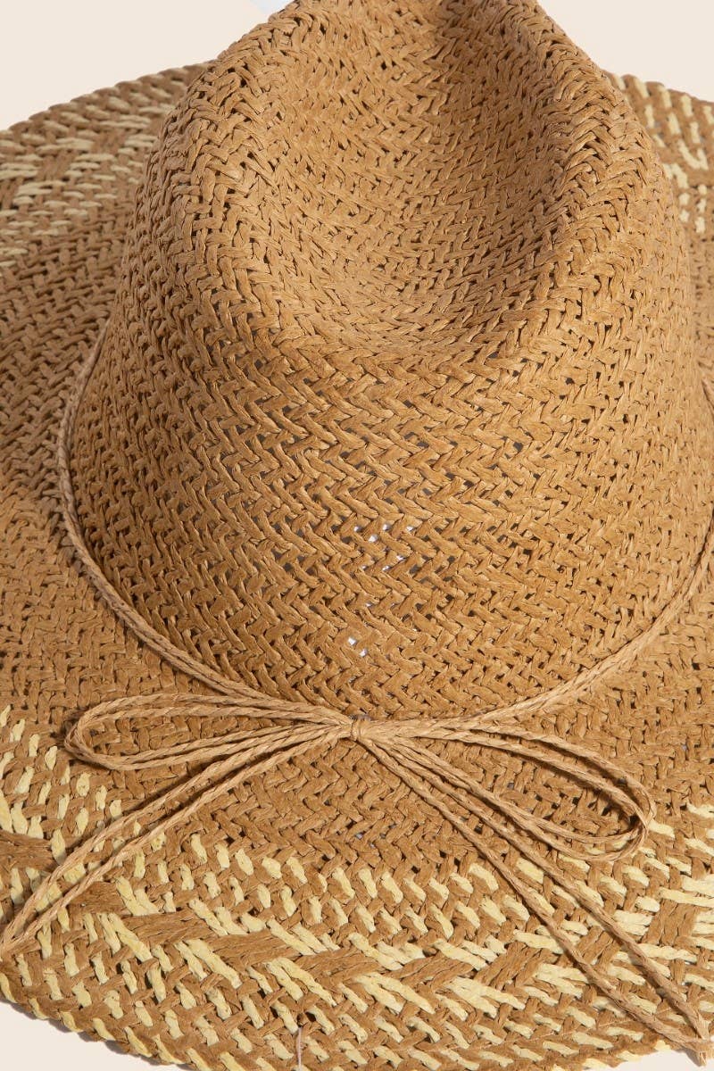 Two Tone Floppy Boho Straw Hat: IVKA
