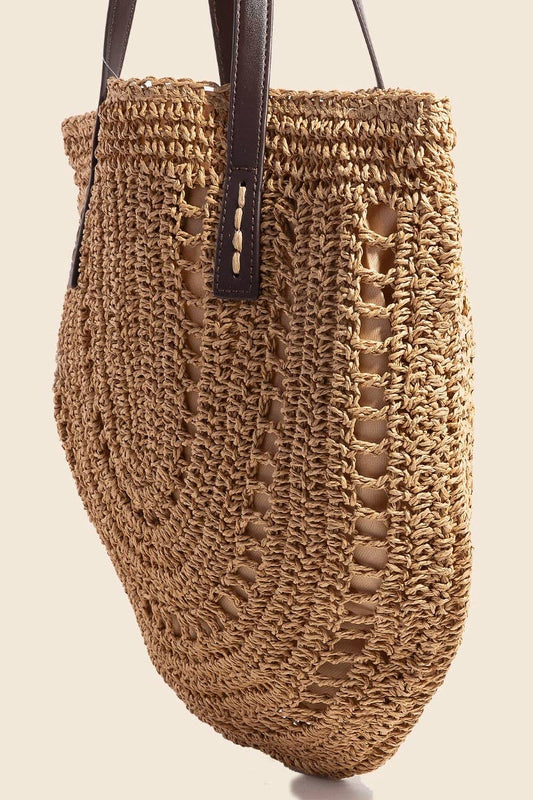 Straw Braided Rounded Tote Bag: KA