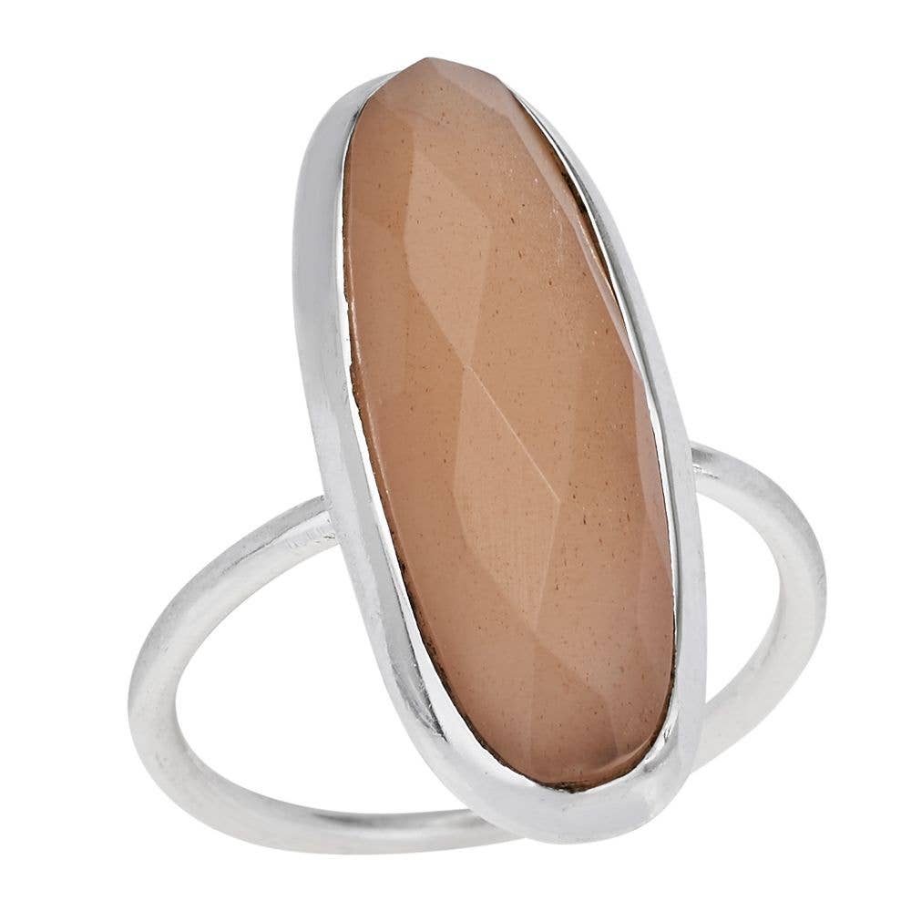 Tiger Mountain Jewelry - Morning Glow Sterling Silver Peach Moonstone Ring: 6