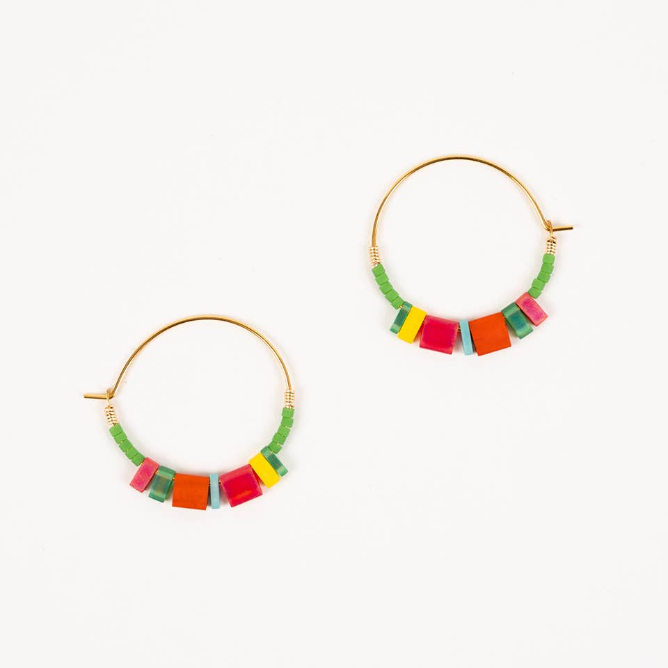 Altiplano - Tila Hoop Earrings: Green Denim