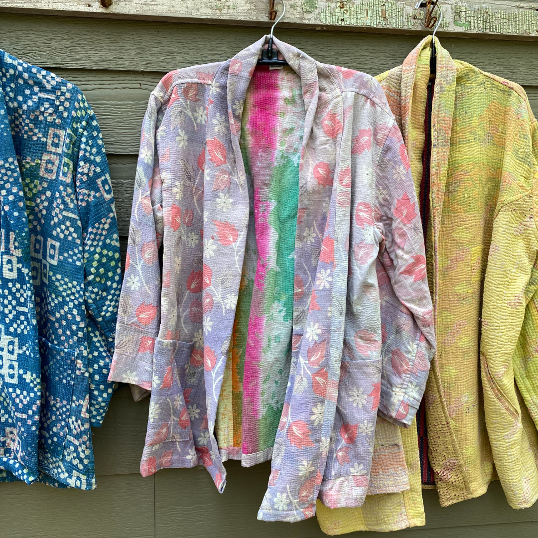 Seeds - Kantha Blazer Jacket | Repurposed Cotton Pockets One Size