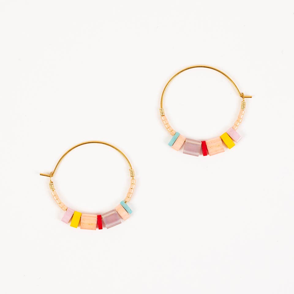 Altiplano - Tila Hoop Earrings: Green Denim